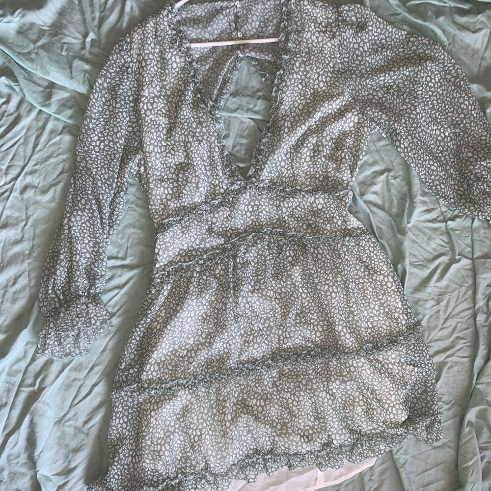 Light Green Leopard Print Dress